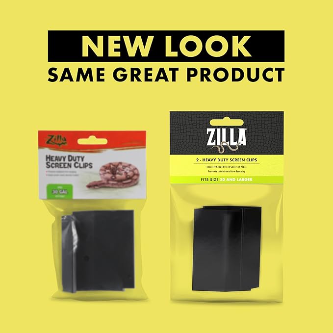 Zilla Heavy Duty Screen Clips, Secures Screen Covers to Terrarium, Fits Size 30G and Larger, 2 pack, Large