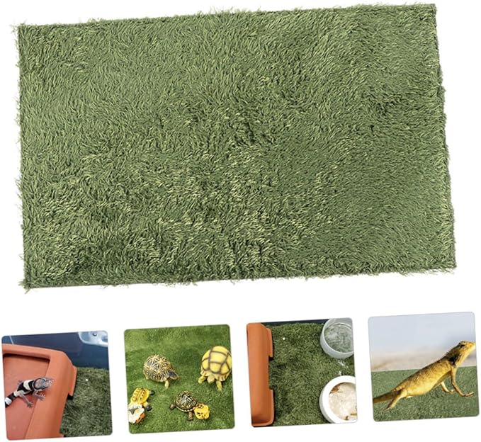 VOSAREA Household Reptile Carpet Comfortable Crawl Pets Cushion Washable Pet Mat for Lizard Gecko Turtle Tortoise Habitat Faux Grass Bedding
