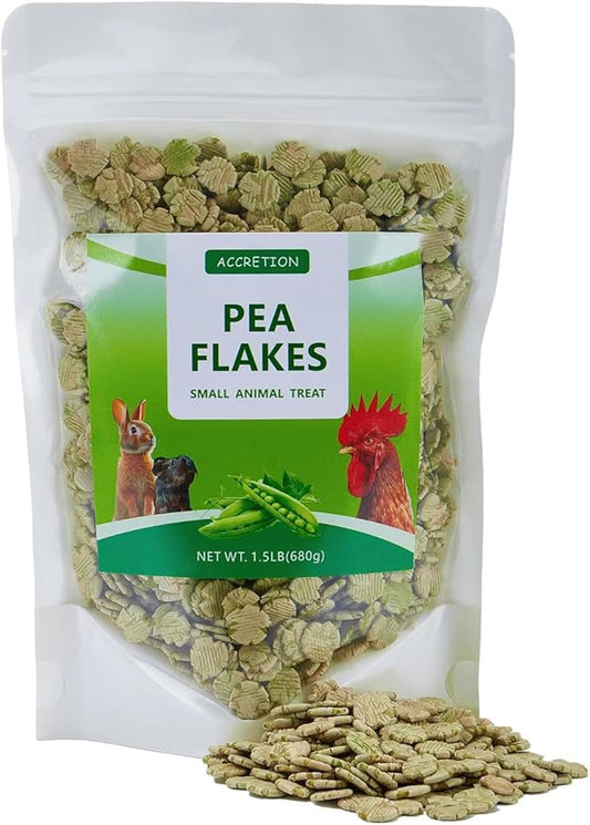 Accretion Pea Flakes for Guinea Pig, 1.5 Pounds Natural Herbivore Snack, High Fiber Vitamin-Rich Treat for Rabbits, Hamsters, Chinchillas and Other Herbivorous Small Pets