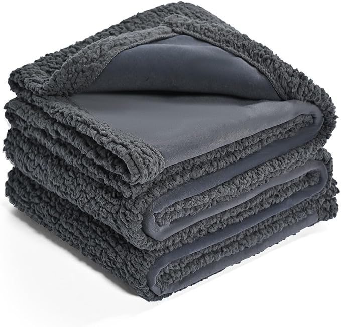 Amazon Basics Dog Blanket for Sofa Bed Couch, Washable Reversible Fleece Furniture Protector Cover for Small Medium Large Dogs Cats, Gray, 57x40 Inches