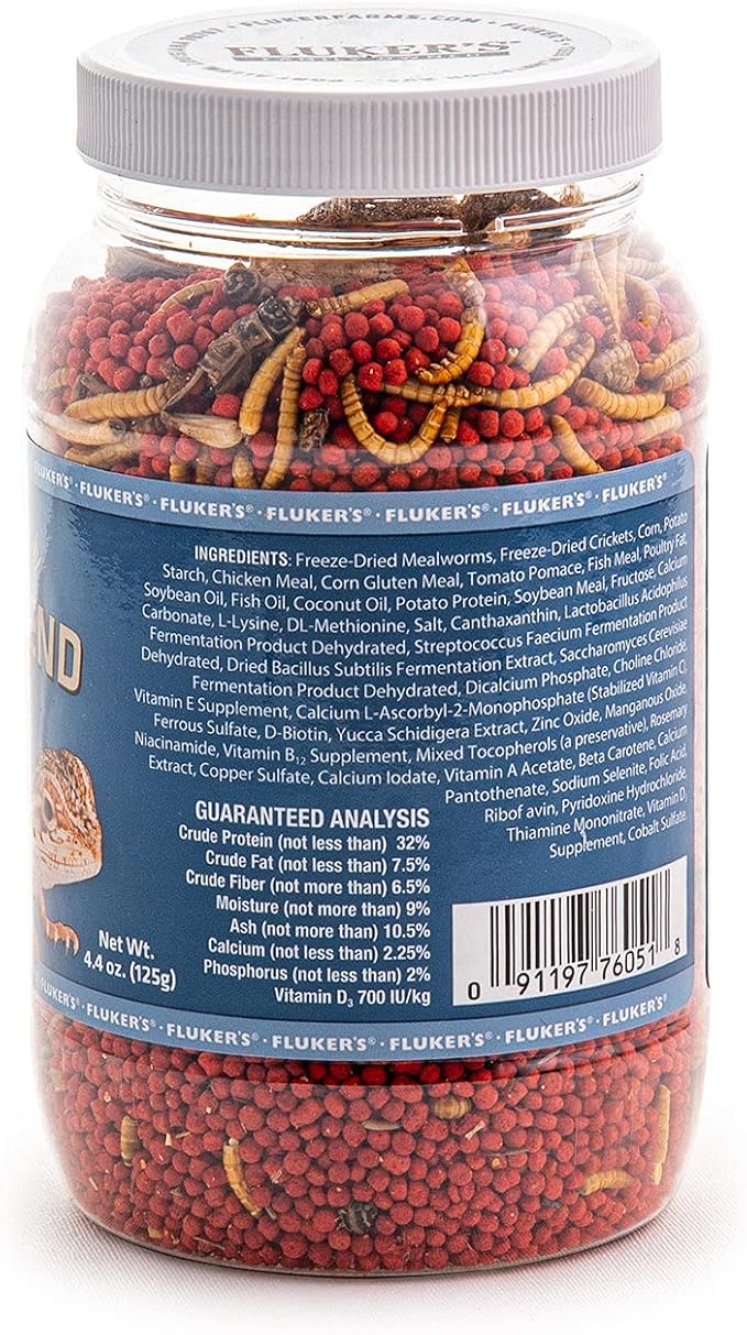 Fluker's Buffet Blend Juvenile Bearded Dragon Diet, Mealworms, Crickets and Pellets, 4.4 oz