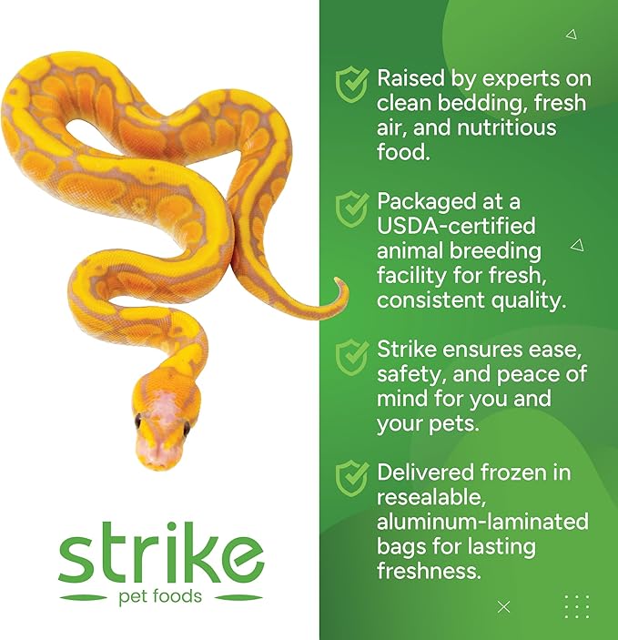 STRIKE Hopper Frozen Mice for Snake Food, Ideal Size Feeder Mice for Juvenile Ball Pythons, Large Carnivorous Lizards, Adult King Snakes and Rosy Boas (7.5-10 Grams) (1.5-2.25 inches), 50 Count