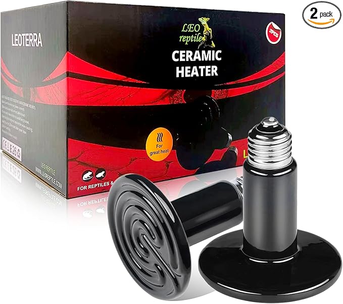 Leoterra 150W Ceramic Heat Bulb No-Light Heater for Large Reptile Terrariums - Professional Grade Ceramic Heat Emitter for Iguanas & Monitors 75+ Gallons (2-Pack)