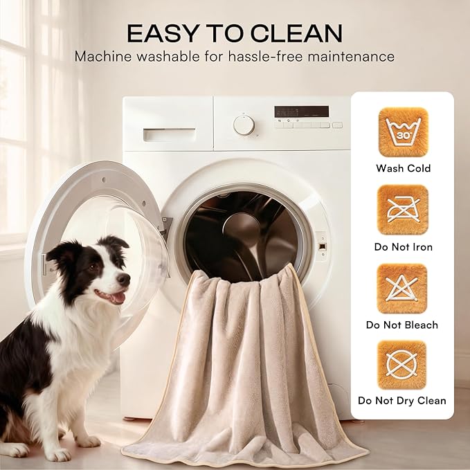 Luciphia Waterproof Pet Blanket, Liquid Pee Proof Dog Blanket for Sofa Bed Couch, Reversible Sherpa Fleece Furniture Protector Cover for Small Medium Large Dogs Cats, Khaki+Beige Small???40" x 28"???