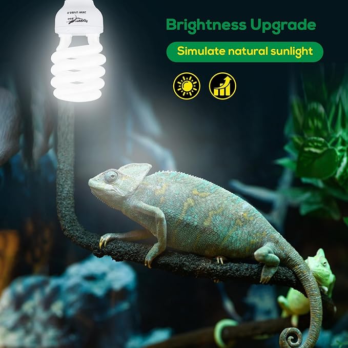 UVB Bulb for Reptiles, 5.0 26W UVB Light for Reptiles, Hygger zoo UVA UVB Reptile Light Bulb Reptile UVB Bulb UVB Light for Hermit Crab Snake Chameleon Reptile Lamp Terrarium Lamp for Tropical Reptile