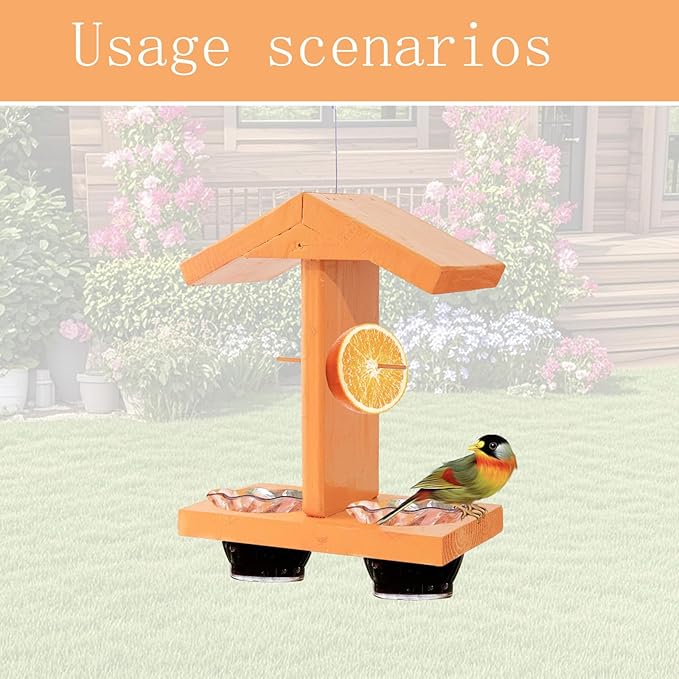 Clear Chamber Bird Feeders Water Dispenser Hanging Wood Construction Garden Accessory Weatherproof Hanging Bird Feeders