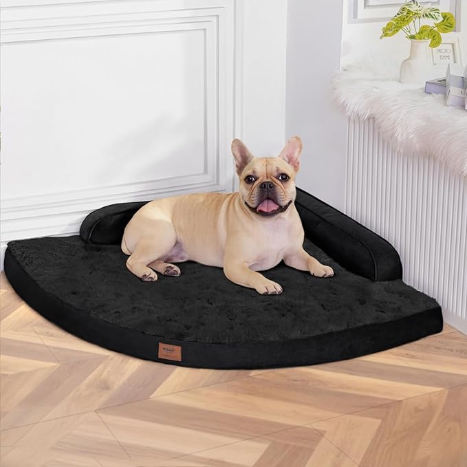 MEKIY Large Orthopedic Dog Bed with Sides Big Dog Beds with Removable Washable Cover Non-Slip Waterproof Pet Bed for Medium Large Dogs - Black L