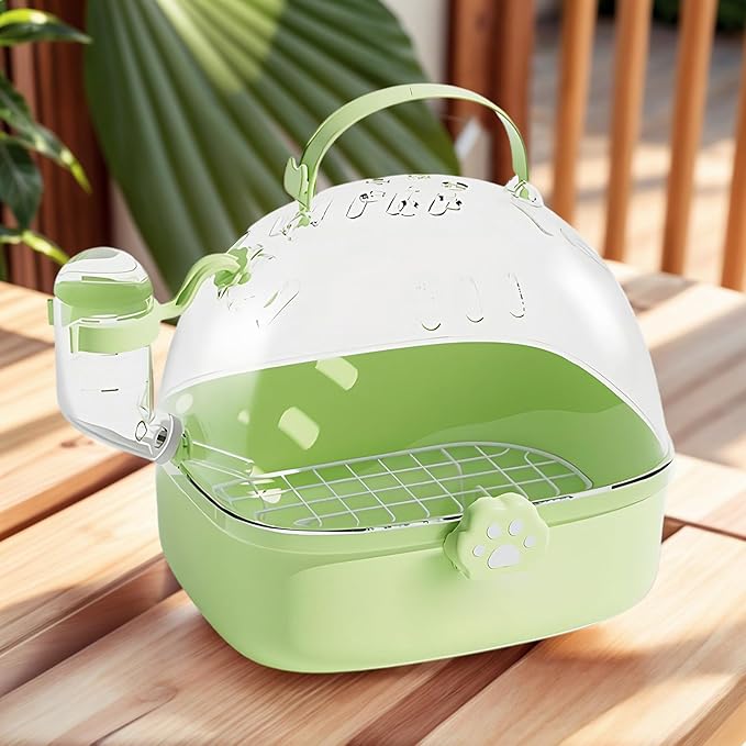 Hamster Travel Cage | PVC Chinchilla Carrier Cage with Water Bottle | Spacious Pet Bird Carrying Accessory for Hedgehog Macaws Cockatiels Sparrow Parakeet Lovebirds Conures