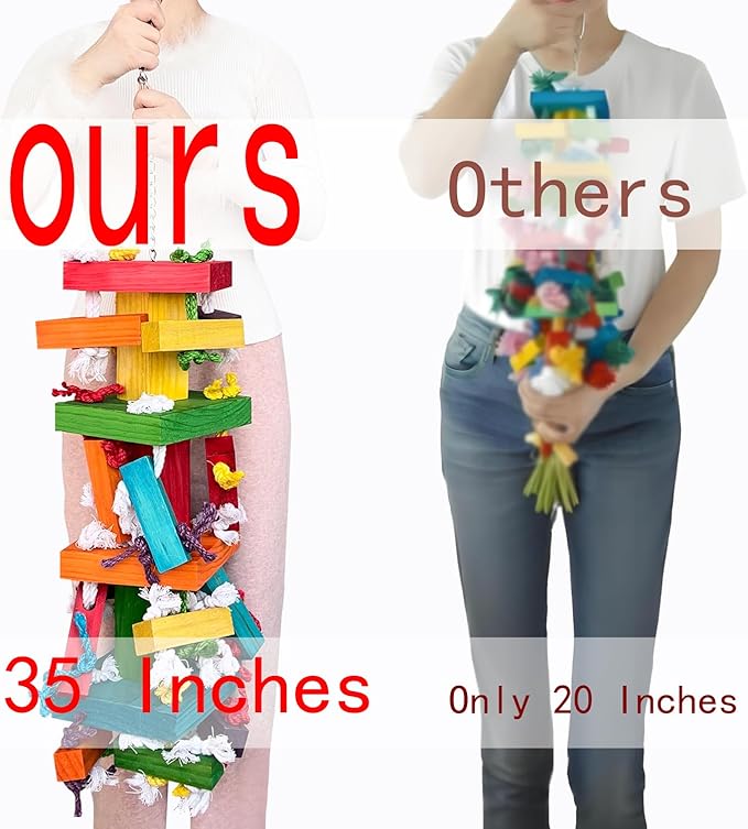 LUCKITTY 35" Extra Large Parrot Toys - Chewable Foraging Toys for Macaws, African Grey, Amazon Parrots - Durable Bird Cage Accessories Gift