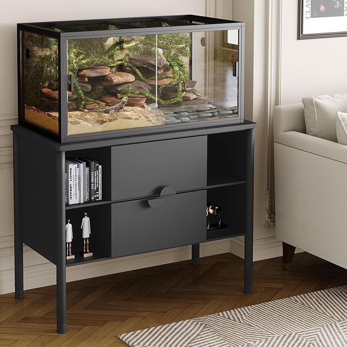 120 Gallon Bearded Dragon Tank,4x2x2 FT Reptile Terrariums,Front Opening Glass Enclosure for Lizard Chameleon Snake,Tropical Rainforest Habitat with Screen Ventilation Top