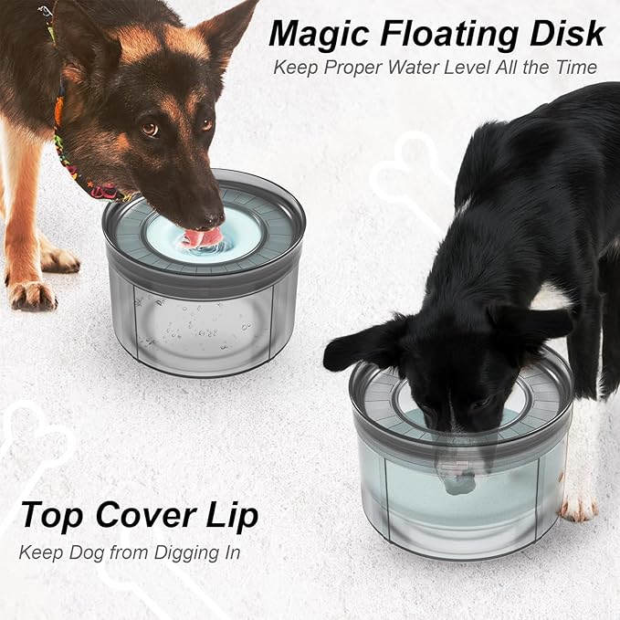 Techphardo 1Gallon No Spill Dog Water Bowl-3.8L Large Capacity, BPA-Free, Anti-Splash & Anti-Digging Design with Non-Slip Base for Messy Drinkers