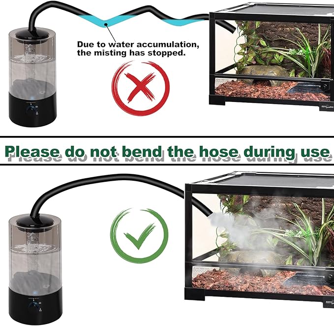 4L Reptile Humidifier Fogger with Extended Hose - Adjustable & Quiet Fogger/Mister for Chameleon, Bearded Dragon, Amphibians - Large Capacity(Black)