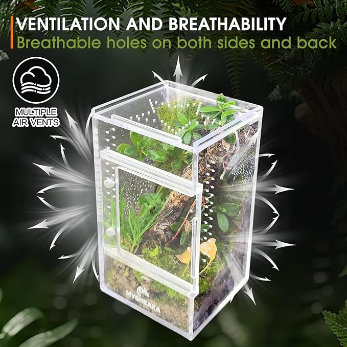 MYGIIKAKA Jumping Spider Enclosure Accessories, Tarantula Spider Box, Bug Cage, Praying Mantis Habitat Enclosure, Snail Insect Terrarium, Caterpillar Habitat (3x3x6 inch)
