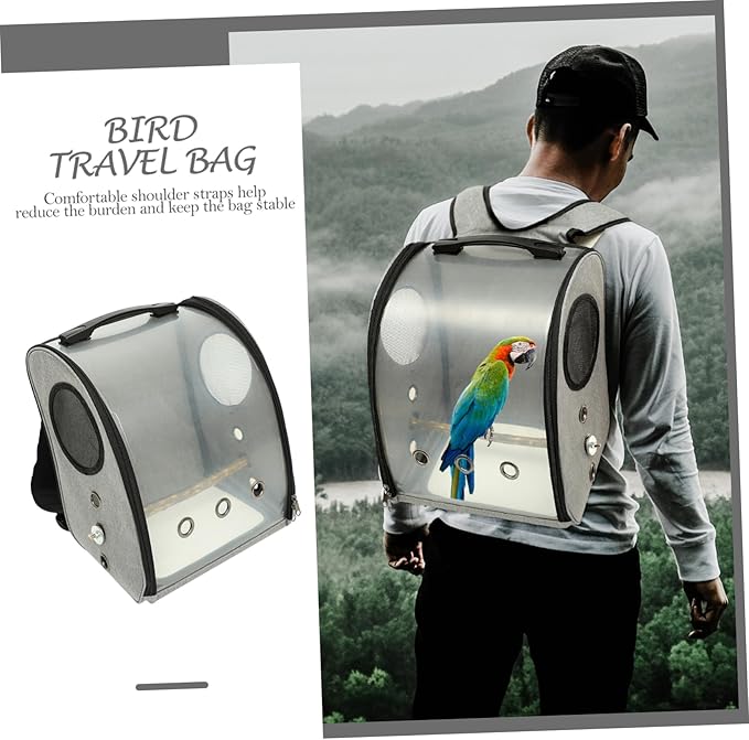 Milisten Parrot Carrier Backpack Breathable Design and Standing Perch for Outdoor Travel Portable Bird for Hiking Camping and Daily Walks