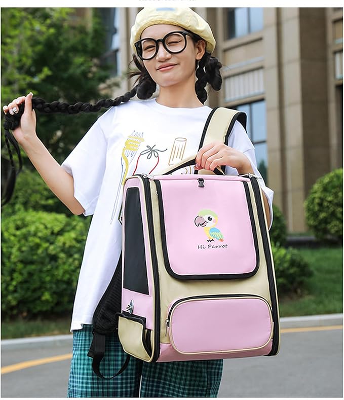 Comfortable Bird Transport Backpack for Outdoor Adventures Including Removable Tray and Feeding Cup Fashionable Bird Carrier
