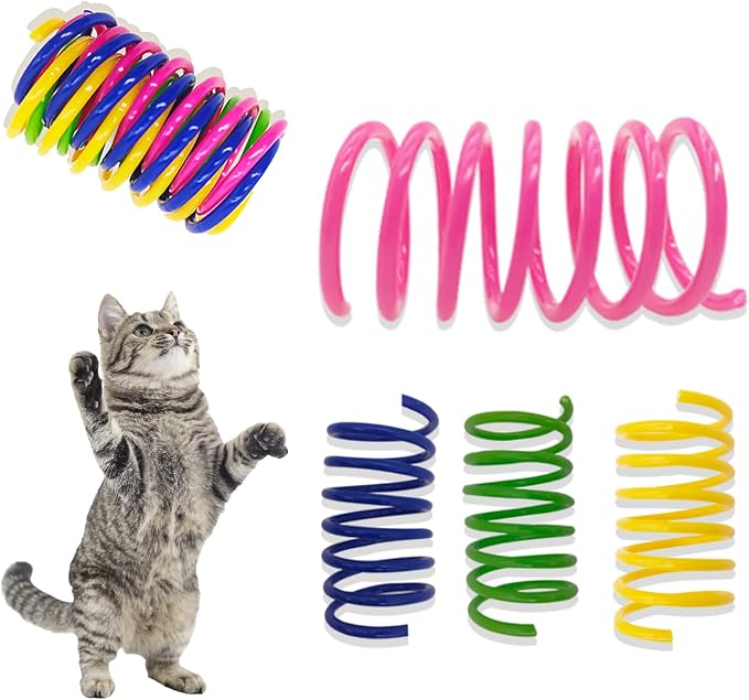 Cat Spring Toys 60 Pack, Interactive Toys for Kittens to Swat, Bite & Hunt, Colorful Durable Plastic Spiral Springs for Indoor Cats - Image 3
