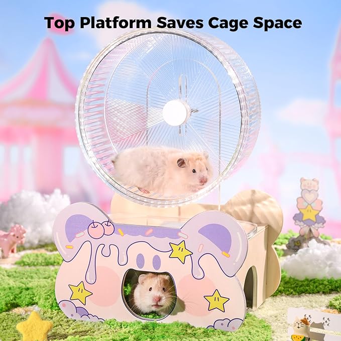 Mini&moe Hamster Houses and Hideouts - Hamster Hideouts with Window Small Animals Cage Accessories with Paltform for Rat Gerbils and Other Small Pets