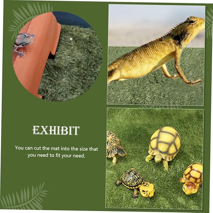 GANAZONO Household Reptile Carpet Liner Mat Soft and Breathable Fake Grass Bedding for Reptile Terrarium Moisture-Absorbing Habitat Cushion for Tortoises Lizards and Amphibians