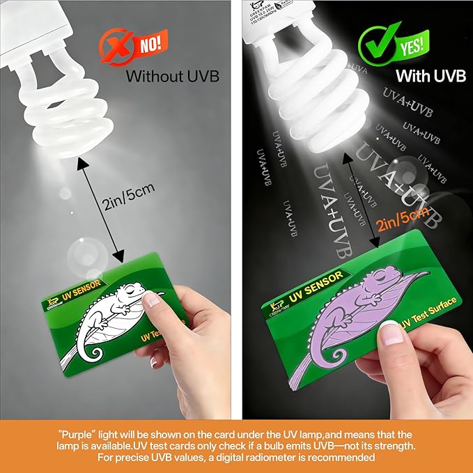 UVB Light for Reptiles 10.0: Bearded Dragon UVB Light for Desert Habitats, 26W UVA UVB Reptile Light Bulb for Lizards Tortoises, Terrarium Compact Fluorescent Lamp-UVB Bulbs with Free UV Sensor Card