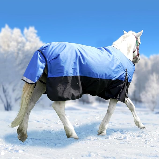 48” Winter Horse Blanket, 1200D Waterproof Poly Horse Turnout Blanket, Durable Tear-Resistant Thick Horse Blanket with Snuggit 220G Filling, Breathable Warmth Turnout Blankets for Horse