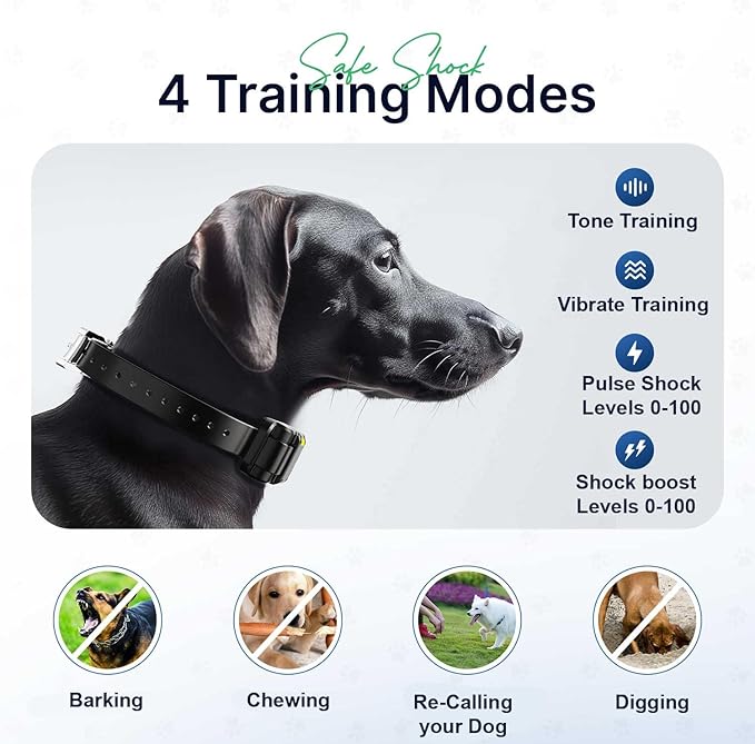 My Pet Command Long Range Dog Training Collar with Remote 1 Mile/5280 Ft Safe Static Vibrate, Tone, Flashing Beacon Lights, Rechargeable Waterproof Remote device, add up to 2 Collars. Xtra Collar only