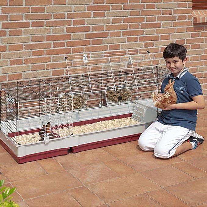 Ferplast Krolik Extra-Large Rabbit Cage w/Wire Extenstion | Rabbit Cage Includes All Accessories & Measures 55.9L x 23.62W x 19.68H & Includes All Accessories | 1-Year Manufacturer's Warranty