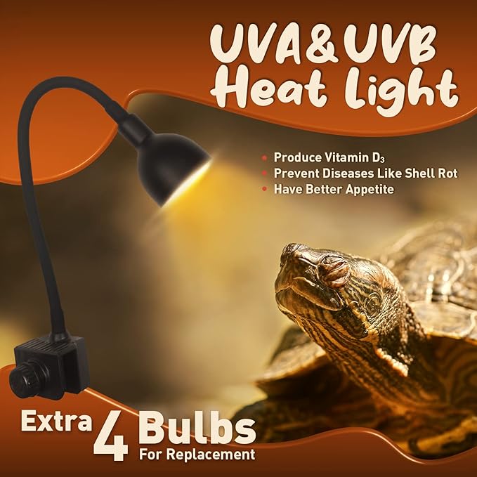 Glass Turtle Tank Tortoise Habitat Halogen (4 Bulbs Spare) UVB Heat Light Filter Pump Bio Sponge Accessories Basking Platform for Aquatic Turtles Aquarium kit Reptile Tank for Reptile Terrariums(XL)