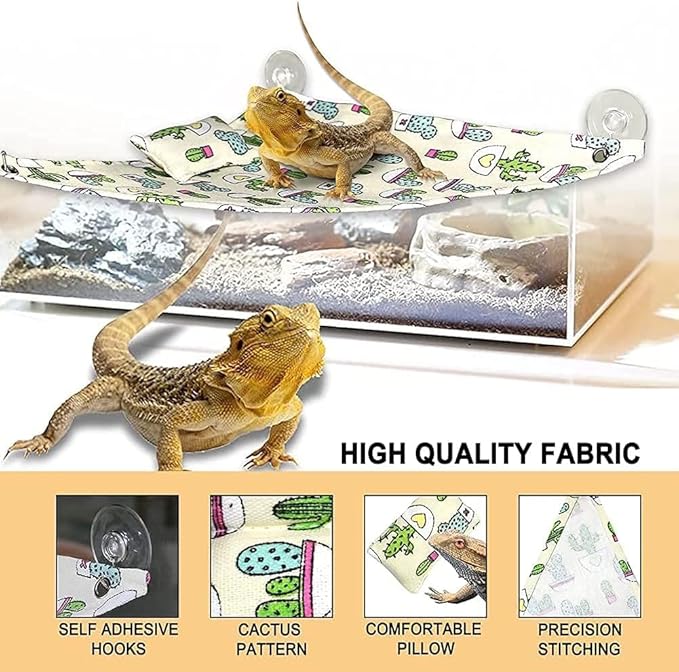 2 PCS Lizard Hammock Reptile Bed Bearded Dragon Tank Accessories for Lizards, Gecko, Lguana Bearded…