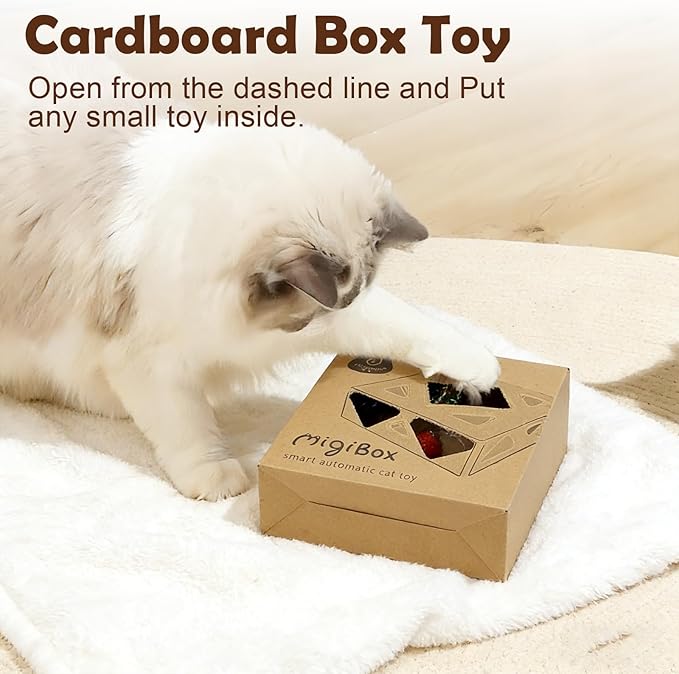Interactive Cat Toys -Migibox for Indoor Bored Cats, Automatic Pop Out Feathers from 7 Holes Randomly, Motion Activated, USB Rechargeable (Purple Skin) - Image 4