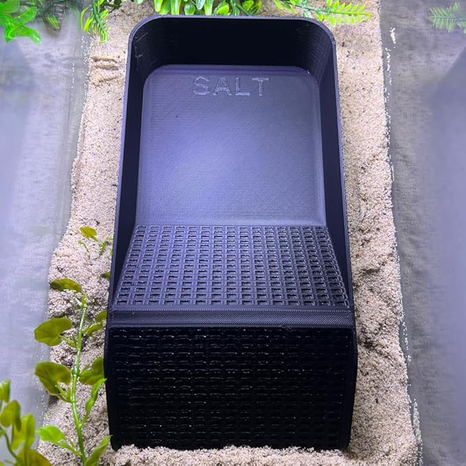 Chatelet Hermit Crab, Lizard, Turtle, Amphibian XL Watering Pool | Platform Pool Accessory with Access Ramp for Pet Habitats | 9.75" x 5" | Made in USA (X-Large) (Salt Only, Black)