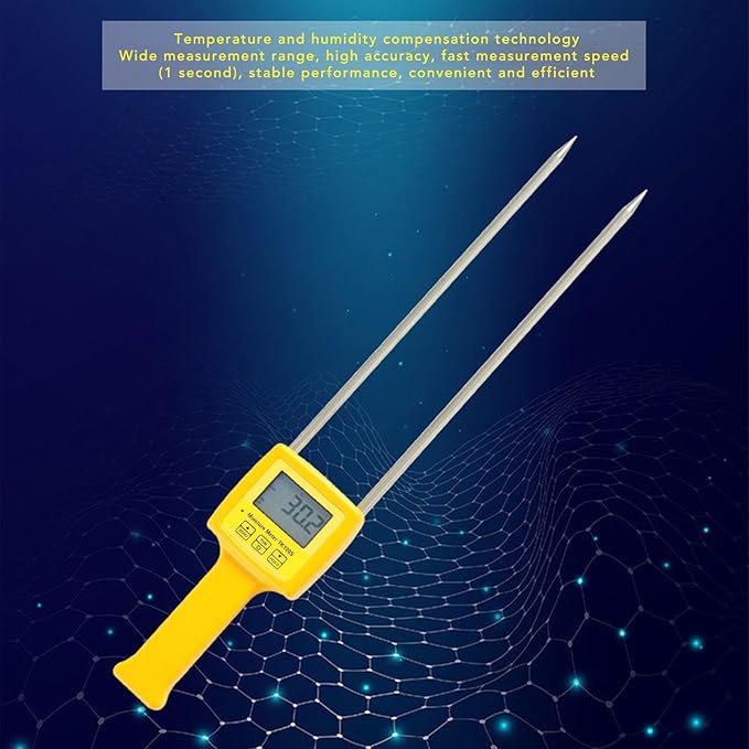 Hay Humidity Tester Quick Response Backlit LCD Display Portable Hay Bale Water Content Meter with Probe