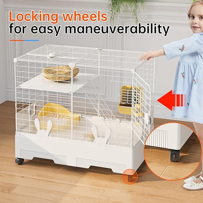Oneluck Bunny Cage Indoor Rabbit Hutch with Pull Out Tray Rabbit, Guinea Pig, Chinchillas, and Small Animal Cage