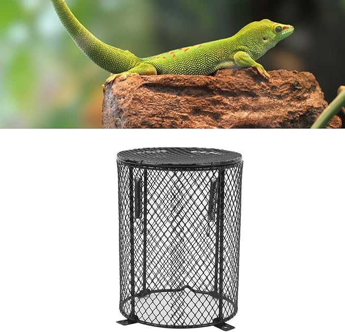 GLOGLOW Reptile, Anti Scald Heater Guard, Universal Fit for Most Reptiles, Easy Installation, Metal Construction (Round)