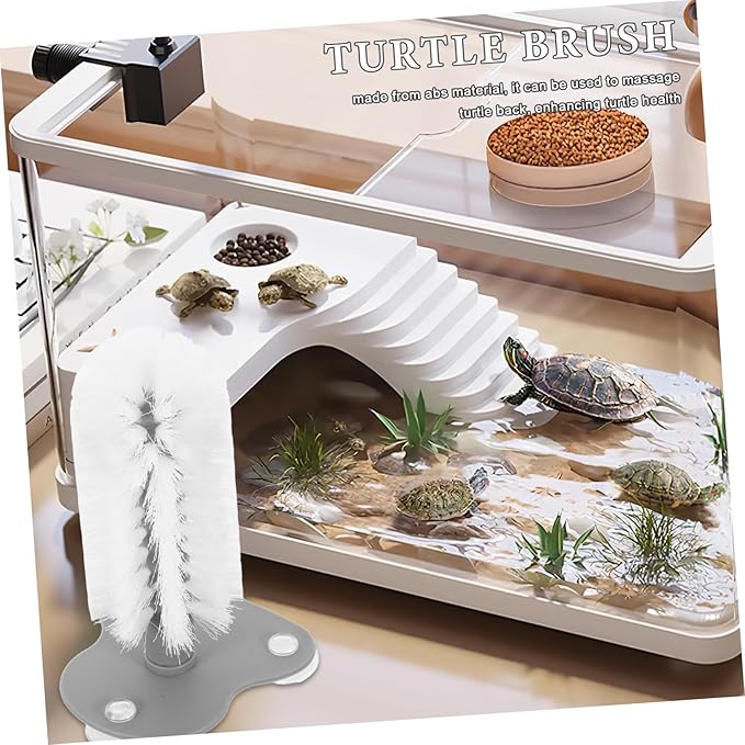 VICASKY Turtle Shell Cleaning Brush with Suction Cup Massager for Mud Removal Turtle Tank Accessory for Shell Health and Care