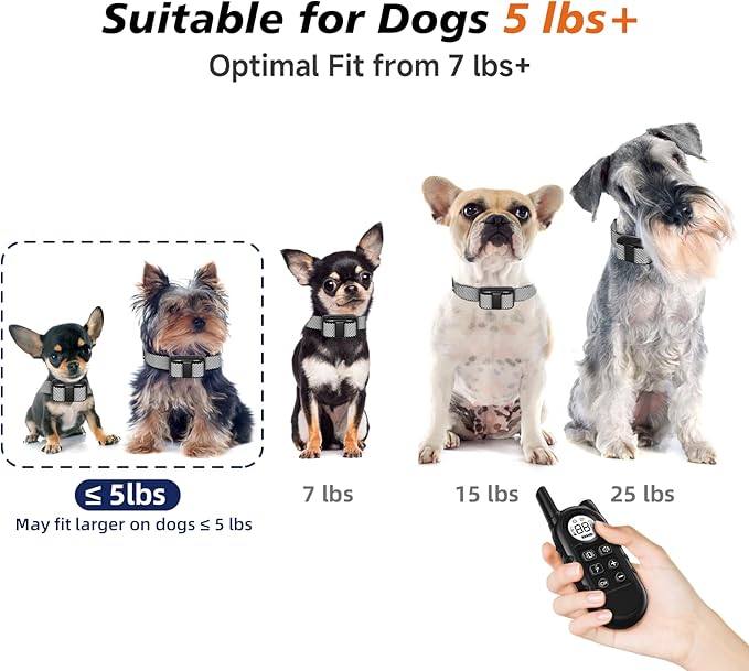 Tiniest Dog Shock Collar, Lightest Dog Training Collar with Remote for Small Dogs 5-30lbs & Medium Large Dogs/Puppies, Waterproof, Rechargeable, 1300ft Range (White Black Dot&Ultra Tiny)