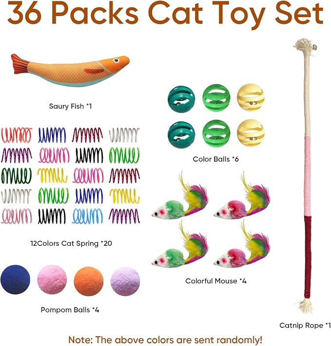 Cat Toys for Indoor Cats, 36 Pack Interactive Cat Toy Set - Image 2