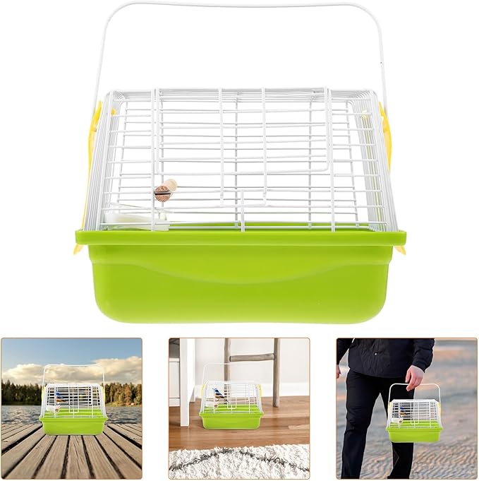 SUPVOX Portable Metal Bird Carrier Cage with Ventilated Wire Design Comfortable Travel Parrot Cage for Parakeets Lightweight Carrying Case for Outdoor Walks Hiking and Camping