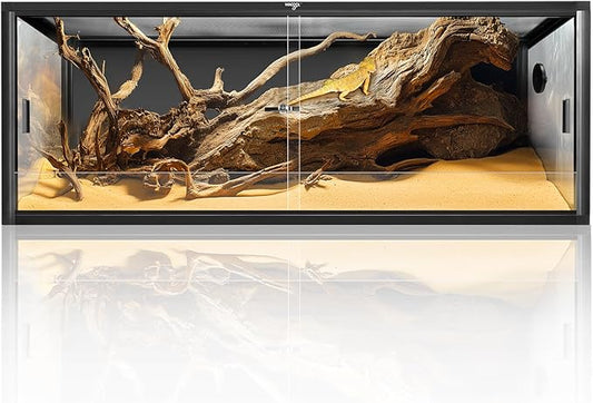 Wacool Terra 68 Gallon Reptile Tank, Large Terrarium for Bearded Dragons, Snakes, Leopard Geckos, Sliding Door & Top Ventilation, 48" x 18" x 18" Easy-to-Maintain Reptile Enclosure