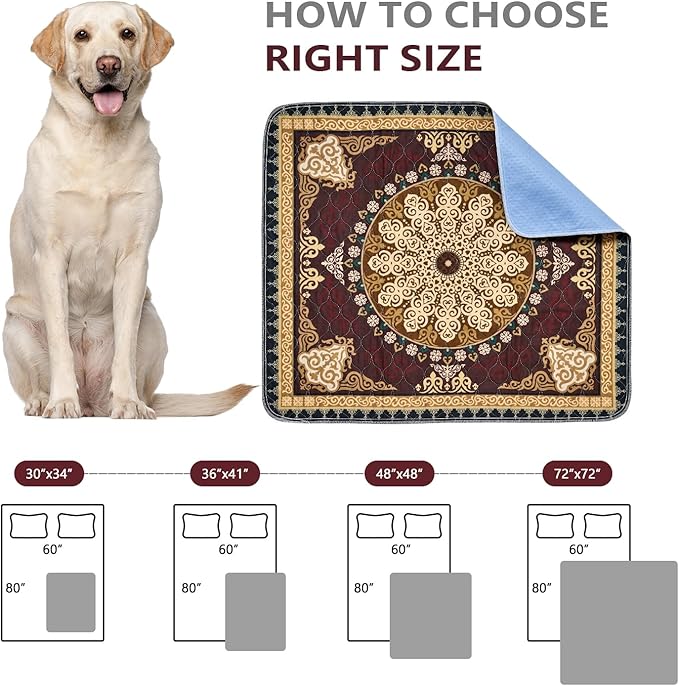 Qeils Washable Pee Pads, Reusable Puppy Pads 4 Pack 30"x34" Super Absorbent Leakproof Dog Training Pads, Non-Slip Wee Wee Pads for Crate, Floor, Potty Pads Feeding Mat Dog Pee