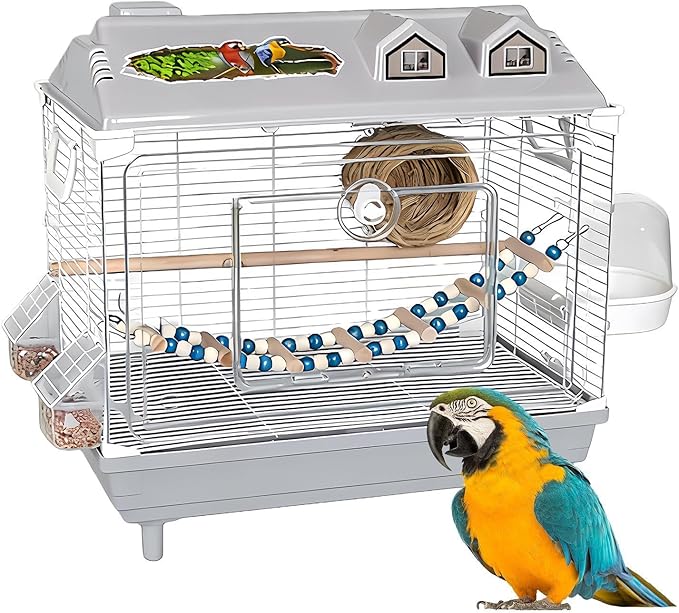 Clear Parakeet Carrier - Portable Bird Cage, Cockatiel Cage with Wooden Perch for Indoor Birds, Sturdy Practical Design Feature, Bird Accessory, Lovebird Finches Cages Use