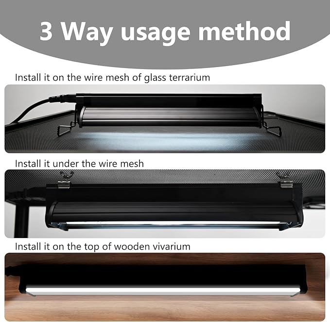 T5 UVB Lighting Combo Kit for Reptiles,8W Light Fixture with Desert 10.0 T5 UVB Light Bulbs Terrarium Hood Heat Lamp for Breaded Dragon,Turtle,Frog,Lizard,Tortoise,Gecko,Snake