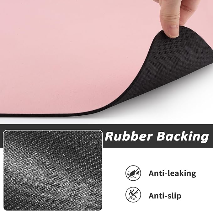 HotLive Dog Food Mat - Absorbent Cat Mat for Food and Water, No Stains Pet Feeding Bowl Mat, Easy to Clean Pet Placemats, Quick Dry Dog Water Dispenser Mat for Messy Drinkers | Pink 16"x 24"