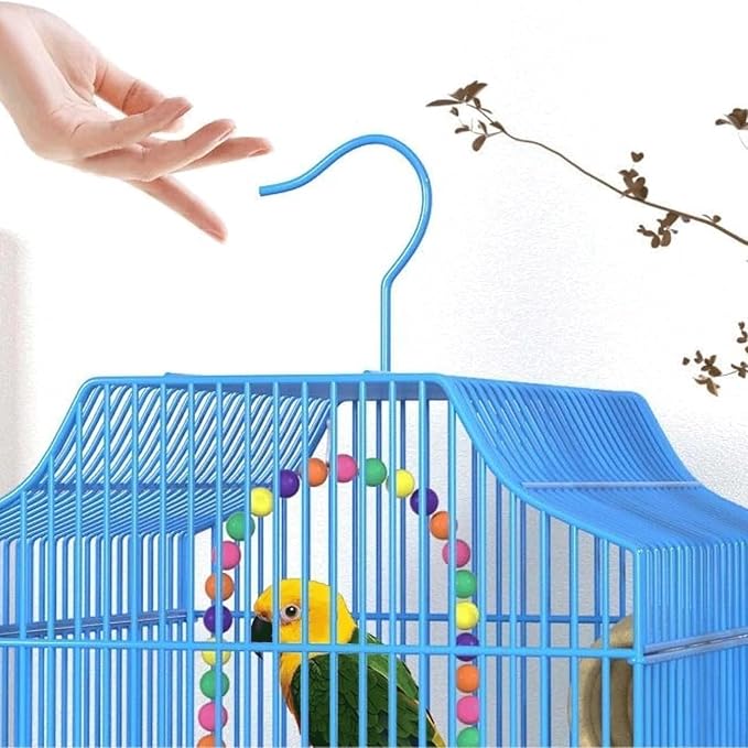 Bird Cage Bird Aviary Metal Tall Tiel Cage Parrot Cage Flight Birdcag Portable Bird Carrier with Hook Travel Carrier Cage Strong(White)