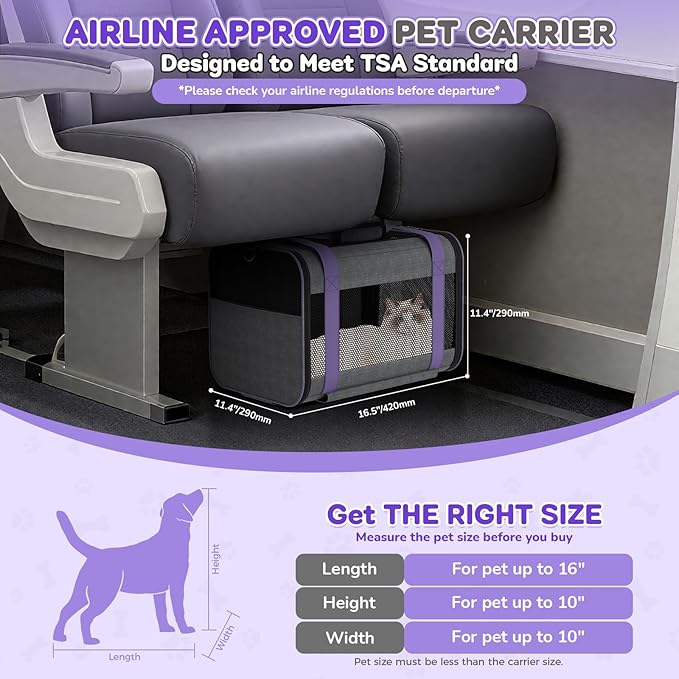 Cat Carrier on Wheels Airline Approved: Betopet Rolling Cat Carrier for Small Dog Medium Cat Under 18lbs - Cat Soft Carrier Pet Travel Bag TSA Approved Under Seat for Airplane Transport Flight