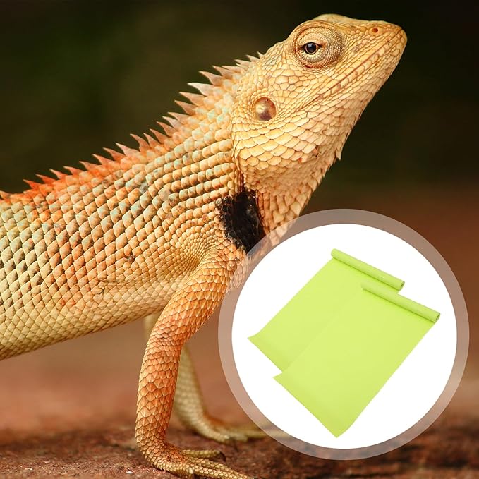 Beaupretty 2Pcs Reptile Floor Mat Non-Toxic Substrate Liner for Gecko Tank Carpet Easy-Cut Bedding for Terrarium Oil and Moisture Resistant Green