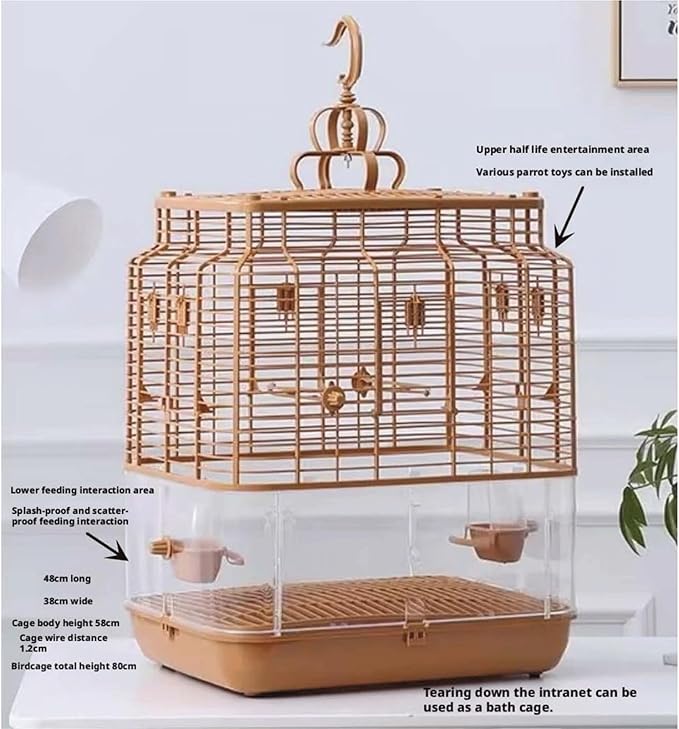Bird Cage Bird Aviary Plastic Tall Tiel Cage Parrot Cage Flight Birdcag Bird Carrier Travel Carrier Cage with Handle Easy to Use
