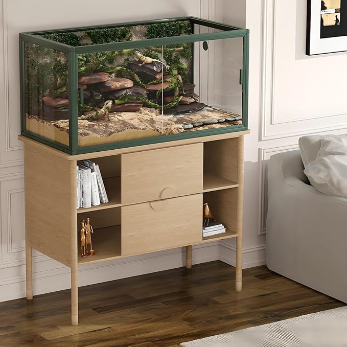 120 Gallon Bearded Dragon Tank - Front Opening Reptile Terrarium, 4x2x2 ft Reptile Tank with Screen Top for Lizard, Snake, Chameleon & Tropical Habitat