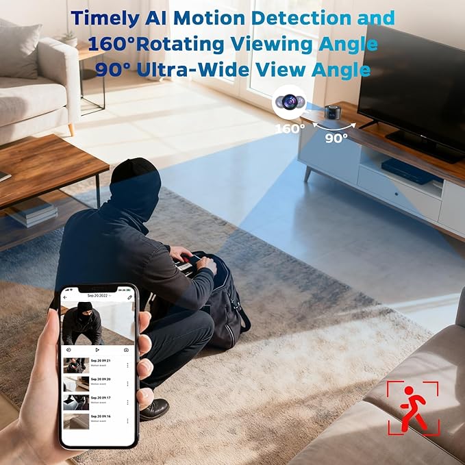 Smart Security Camera - 1080P Indoor Cameras for Home Security - Pet/Dog Camera with Motion Tracking - 15W Fast Phone Charger - Digital Clock