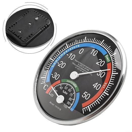 Analogue for Thermometer Hygrometer for Thermal Room Climate Control with Temperature and Humidity Measurement for Indoor and Outdoor Use (Black)