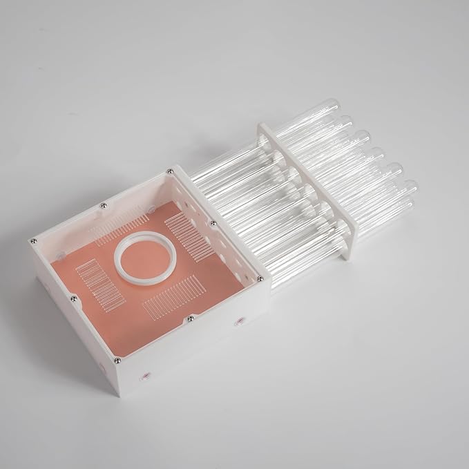 Professional Ant Farm Test Tube Nest, Clear Acrylic, 12 Tubes 20x200mm, Large Foraging Area with 6 Extension Ports